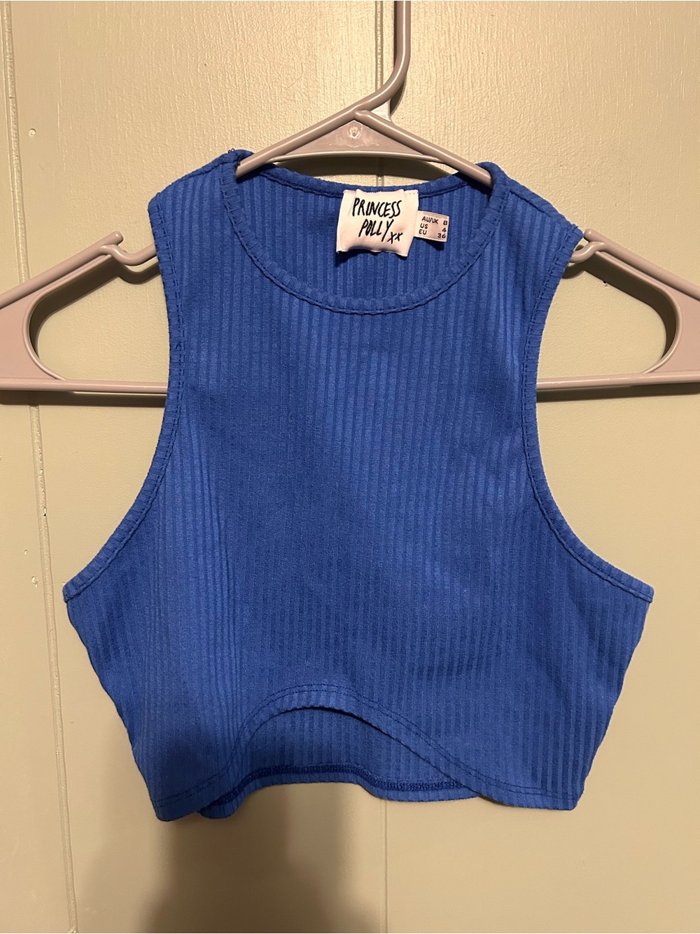 Princess Polly Cobalt Ribbed Crop Tank